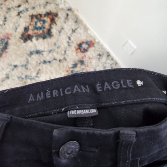American Eagle The Dream Jean Black Curvy Hi-Rise Jegging Crop Jeans Button fly - Picture 8 of 11